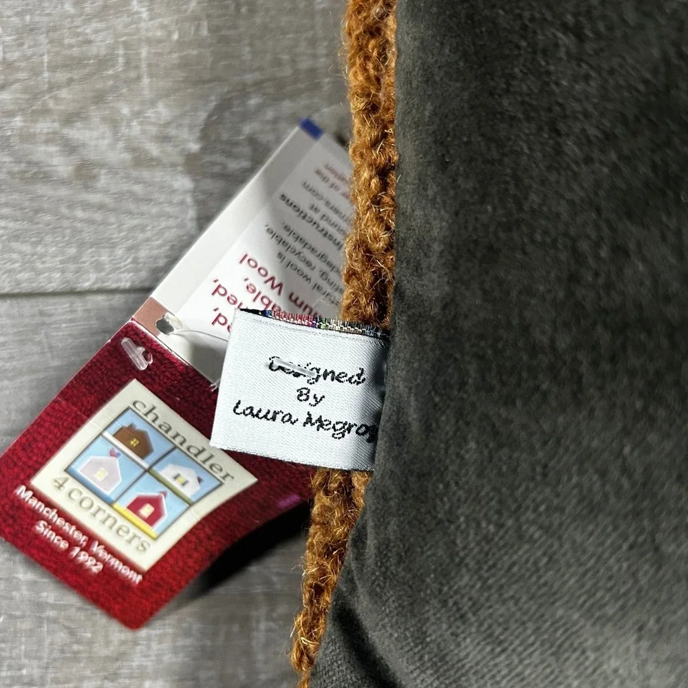 Chandler 4 Corners Moose Wool Pillow Laura Megroz Brown New Hand Hooked Rustic